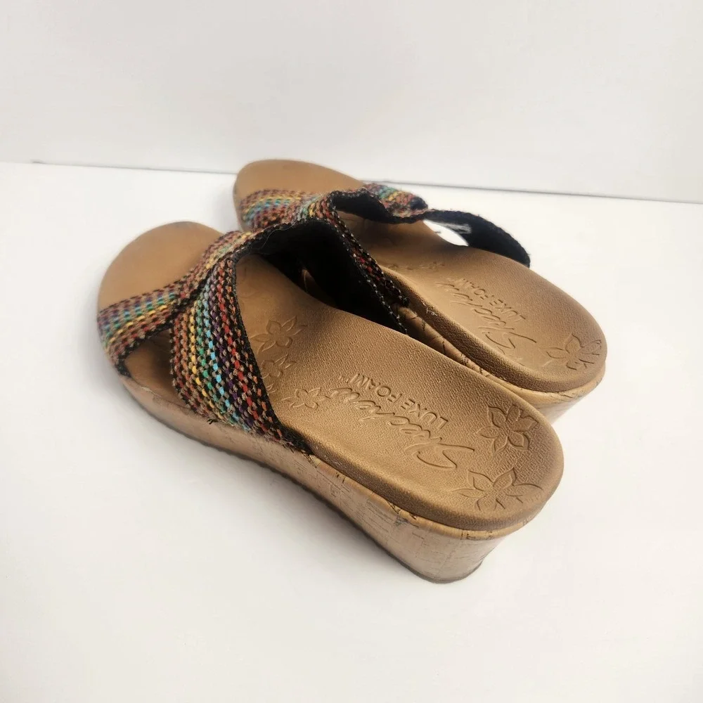 Skechers Women's Cali Beverlee Delighted Wedge Multicolor Sandals Size 8